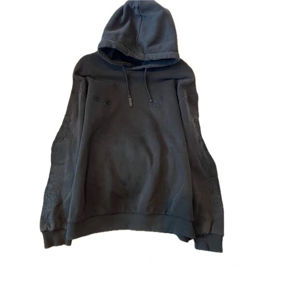booHooMan Raised Tropical Black Hoodie Men's M - Picture 1 of 7